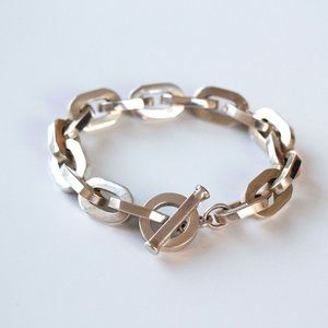 Chunky Sterling Silver Chain Link Toggle Bracelet